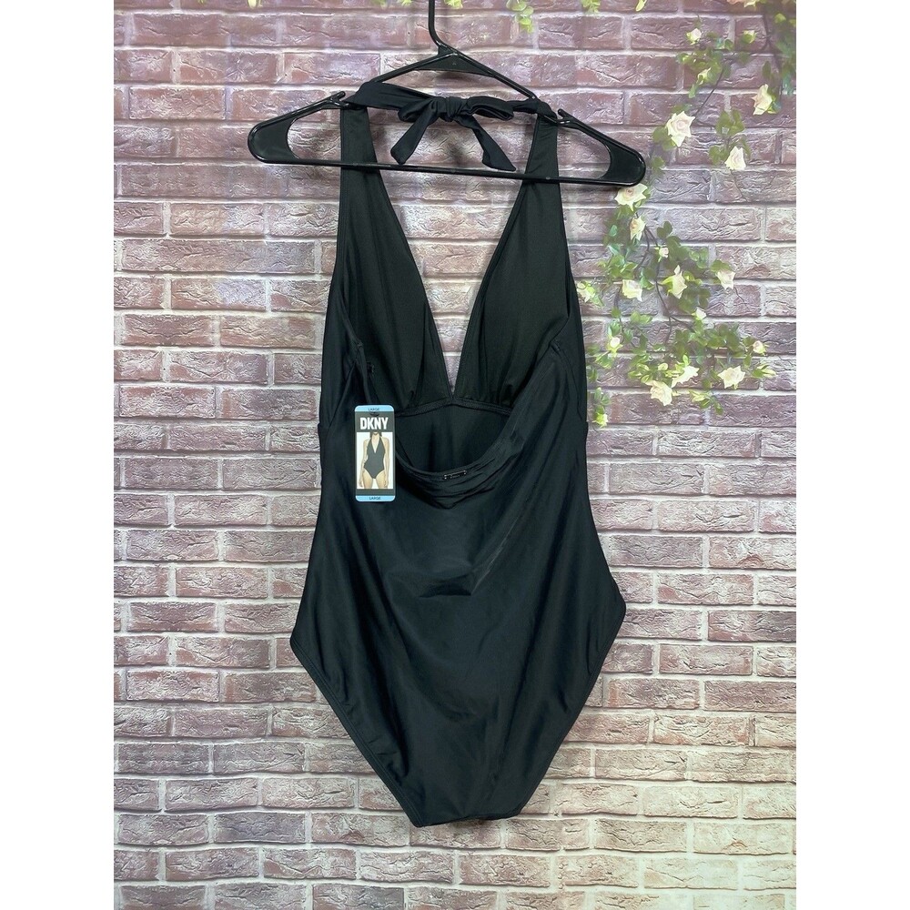 DKNY Women's Large Swimsuit One Piece Tummy Control Halter Neckline Bathing Suit - Picture 7 of 10